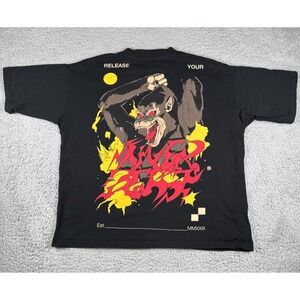 Allegory Men Shirt Medium Black Graphic Tee Release Your Inner Beast Gorilla Y2K